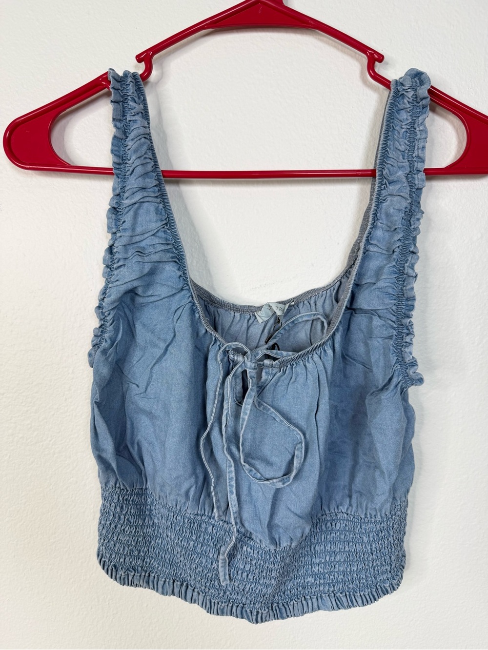 Love Tree Blue TENCEL Smocked Crop Top Size M NWT